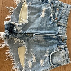 Zara Blue Distressed Jean Shorts